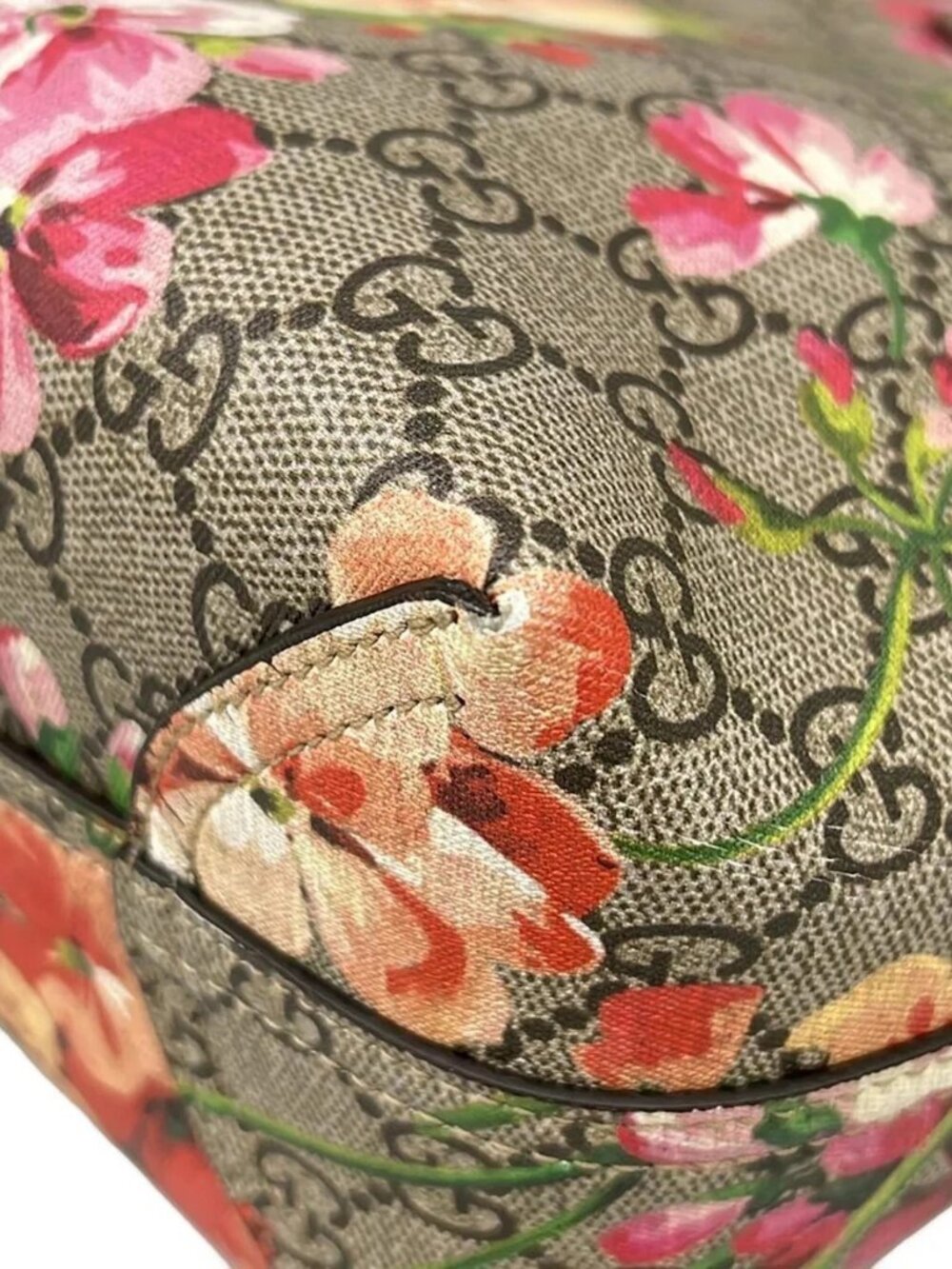 GUCCI GG Blooms 372613 Gray Bordeaux Multi PVC Leather - Tote Bag - Picture 13 of 15